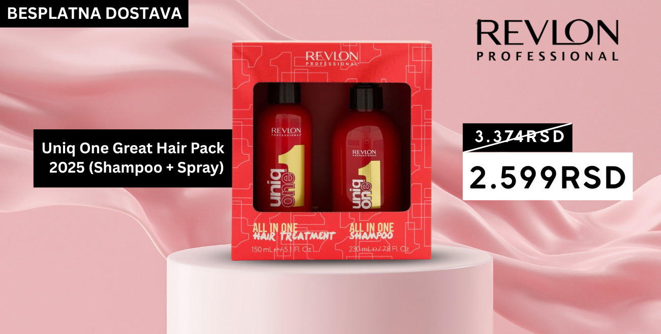 Revlon Uniq One Great Hair Pack 2025 šampon i sprej na akciji u Numi Beauty uz besplatnu dostavu